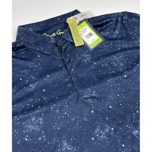 NWT Robert Graham Clubhouse‎ M Polyester Classic Fit Blue Short Sleeve Polo